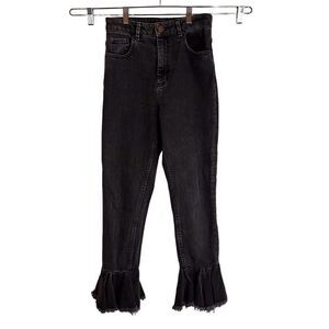 Asos Women's Embellished Kick‎ Flare Leg Black Jean Size 26